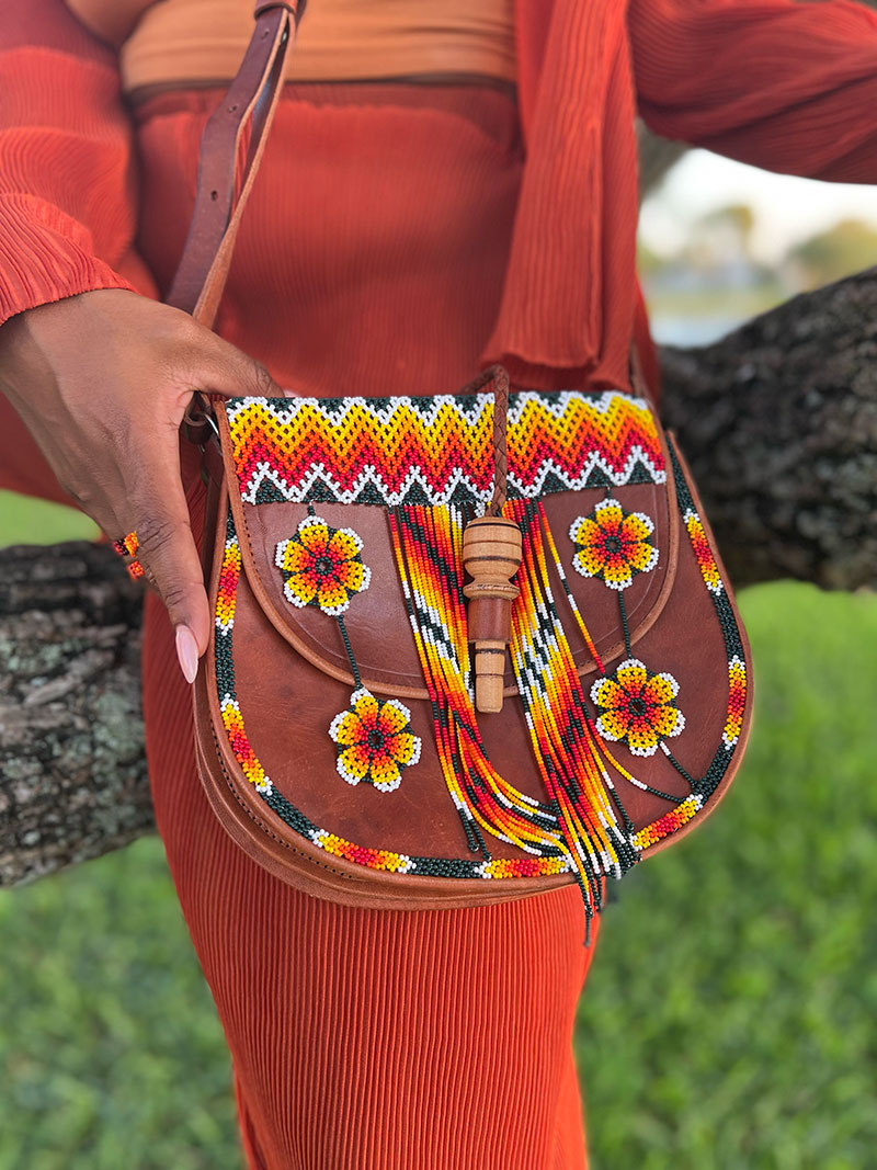 Authentic popular leather mexican fringe purse