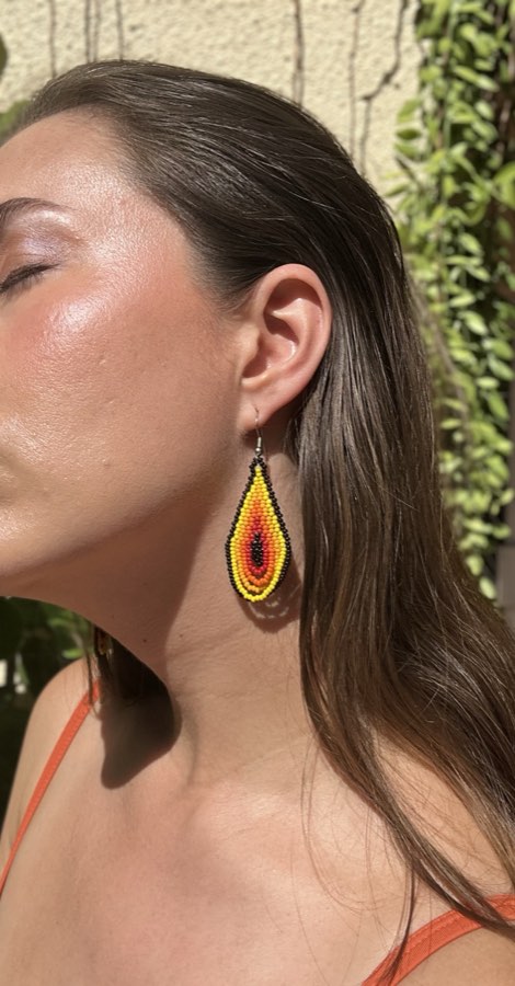 Blue Beaded Teardrop Earrings - Mexican Artisan Jewelry